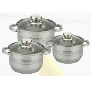 berghome line bl 1221 6 részes rozsdamentes edény készlet, átmérő 16, 18, 20 cm