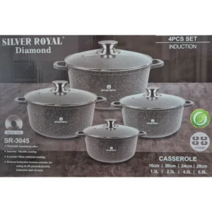 silver royal diamond 8 részes szürke színű márvány bevonatú edénykészlet